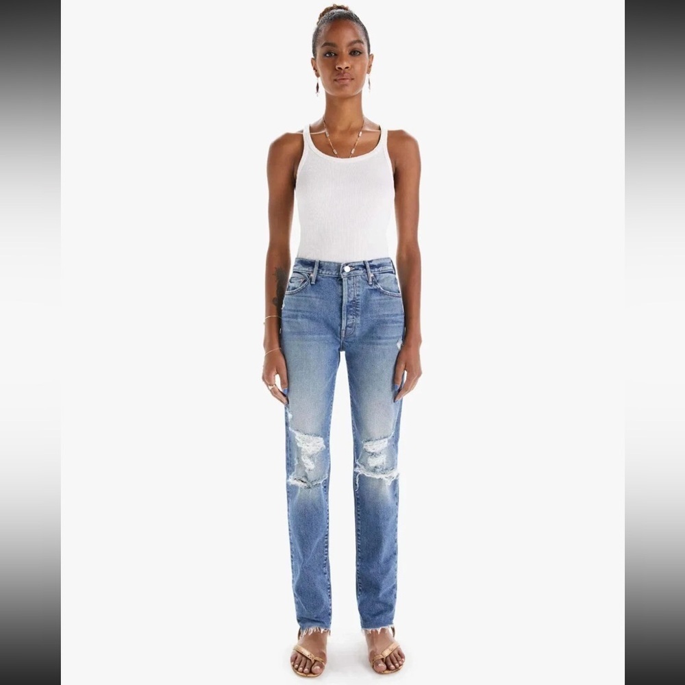 MOTHER Trickster Skimp Fray Jeans Thrill Seeker NWT Size 25 High Rise